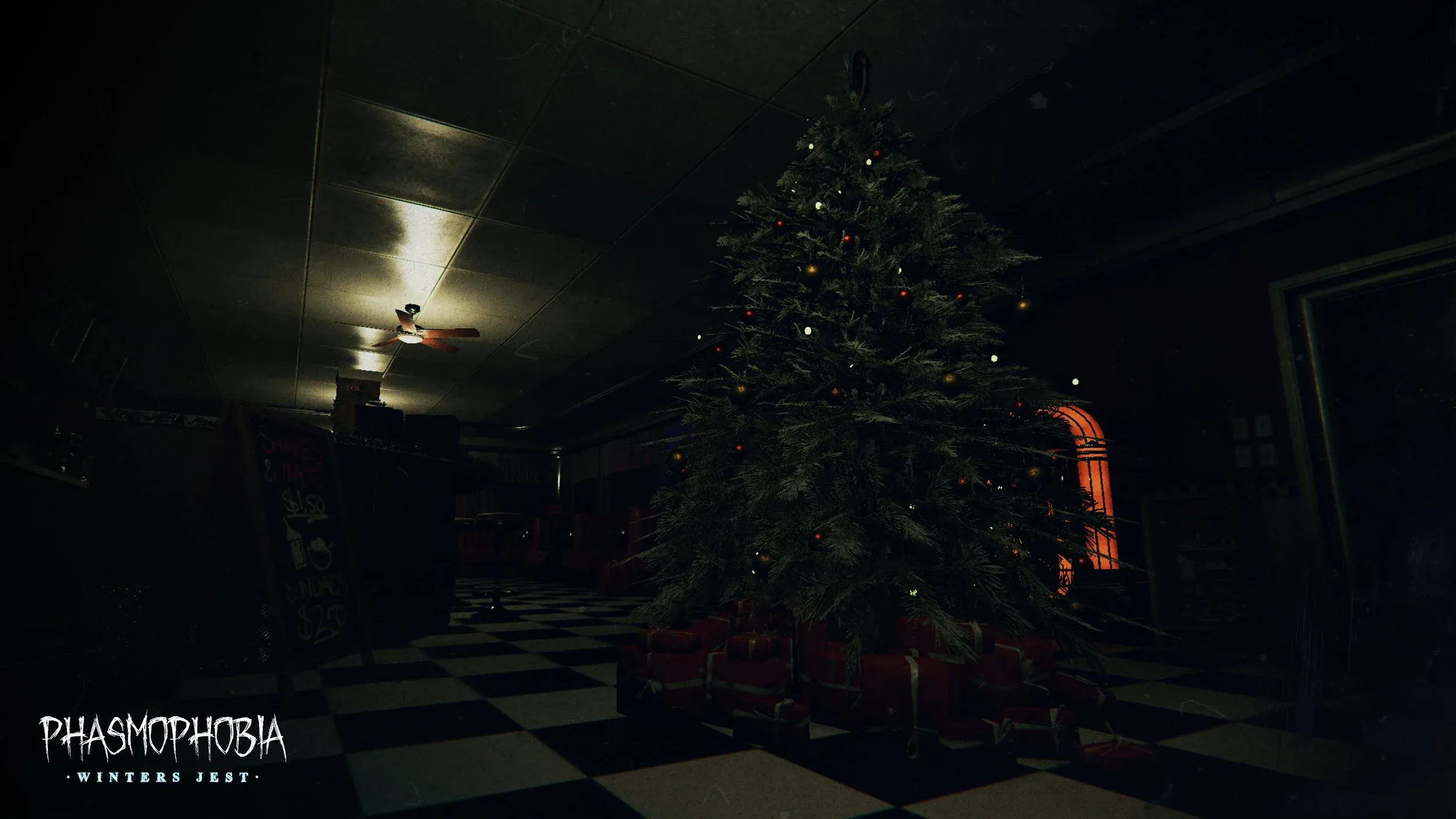 Winters Jest Screenshot showing dinner with christmas tree